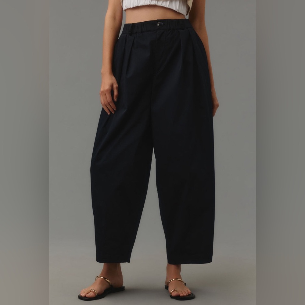 Anthropologie Black Wide-Leg Cropped Pants